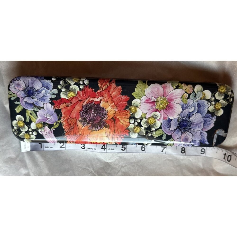 Brighton Jewelry Metal Tin Trinket Gift Box Floral Black Necklace EMPTY NEW